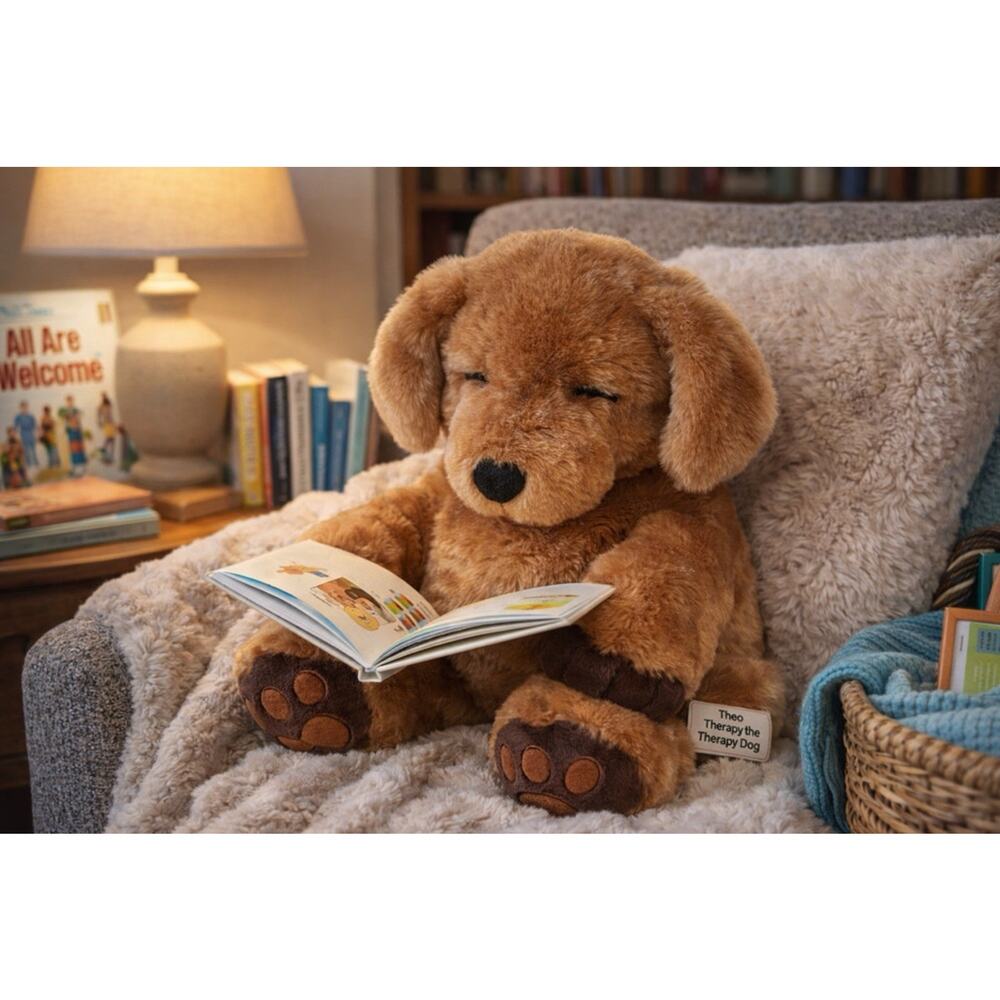 Roylco Theo Therapy Dog Plush 18” Brown Classroom Comfort Stuffed Animal